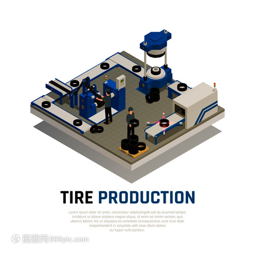 轮胎生产等距成与工业设备制造维护汽车车轮矢量图
